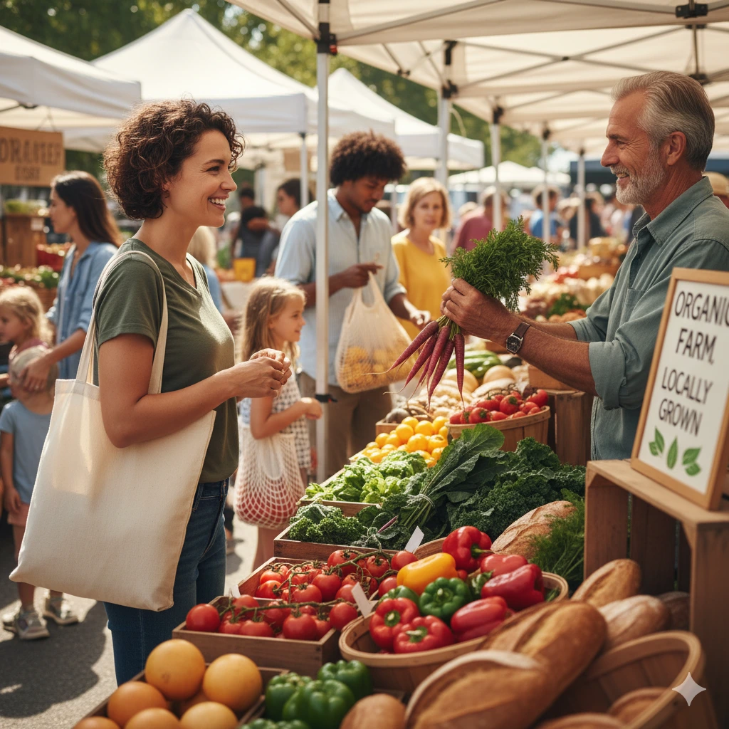 farmer selling his products to customer