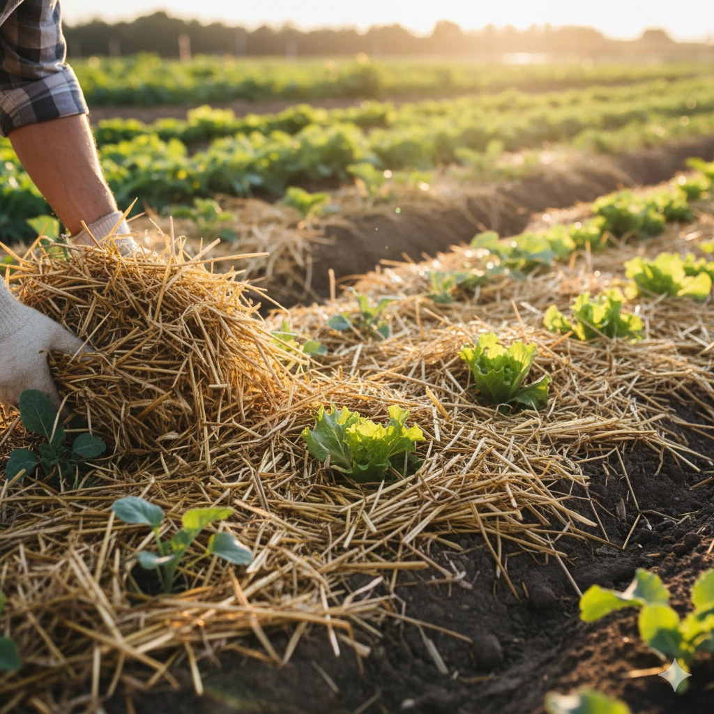 farmer practise mulching method